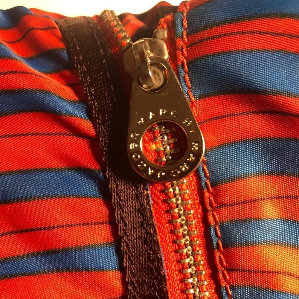 Marc By Marc Jacobs Striped Tote Shoulder Bag Blue Orange Zip Boho Designer 2614 - Picture 5 of 9